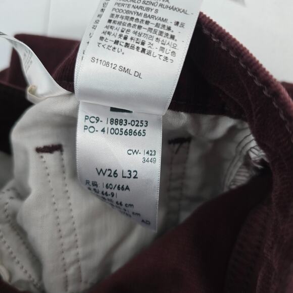 Levi's 724 high rise straight jeans corduroy 26 red womens 6250 - Picture 10 of 11